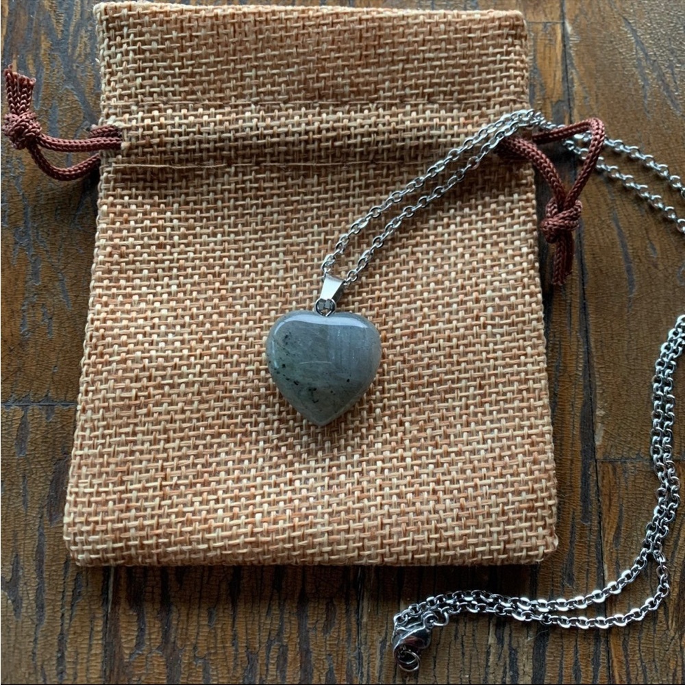 Genuine Labradorite Heart Pendant Labradorite Necklace Minimalist Necklace